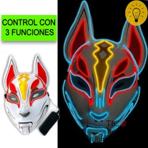MASCARA CON LUZ A CONTROL REMOTO ZORRO HALLOWEEN X 1